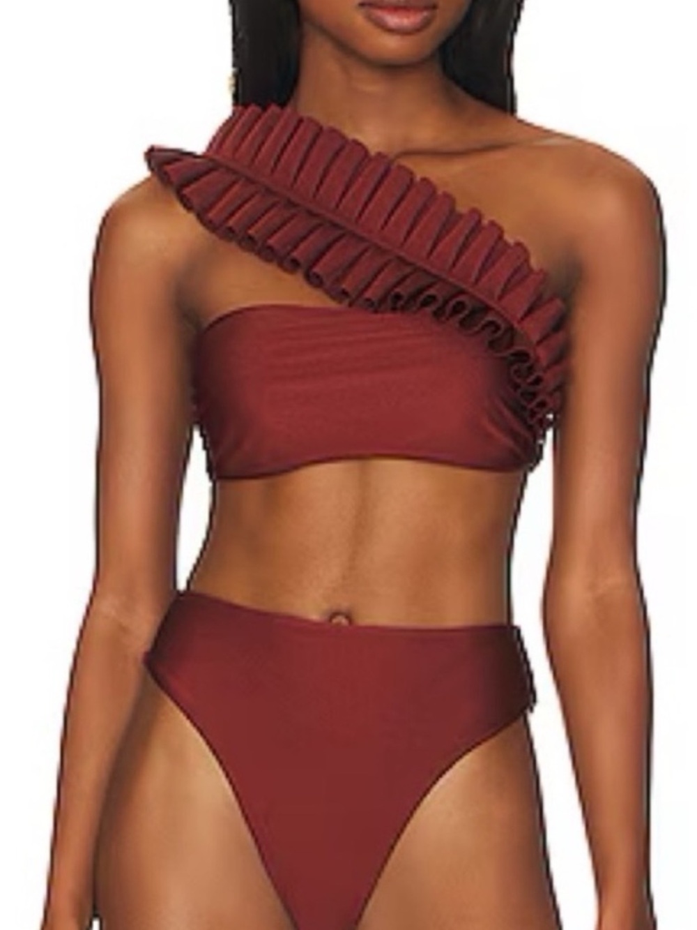 Andrea Iyamah Liva High-Waisted Bikini Bottoms color chocolate